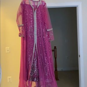 Pink embellished Lehenga  Choli with cape